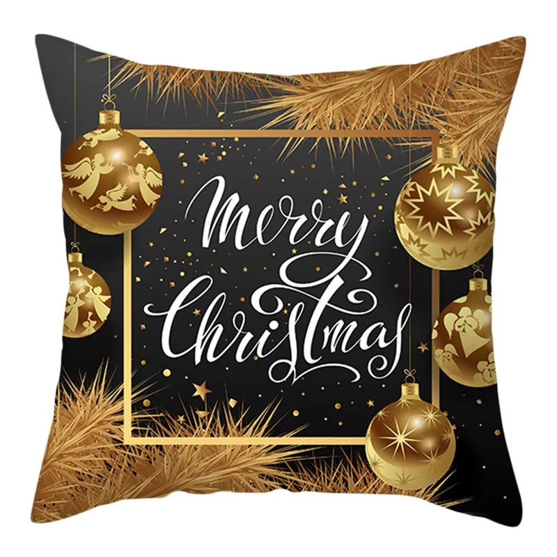 Fuwatacchi веселый рождественский черный фон наволочки для подушек с золотым принтом наволочки для подушек для домашнего дивана декоративные наволочки - Цвет: PC11716