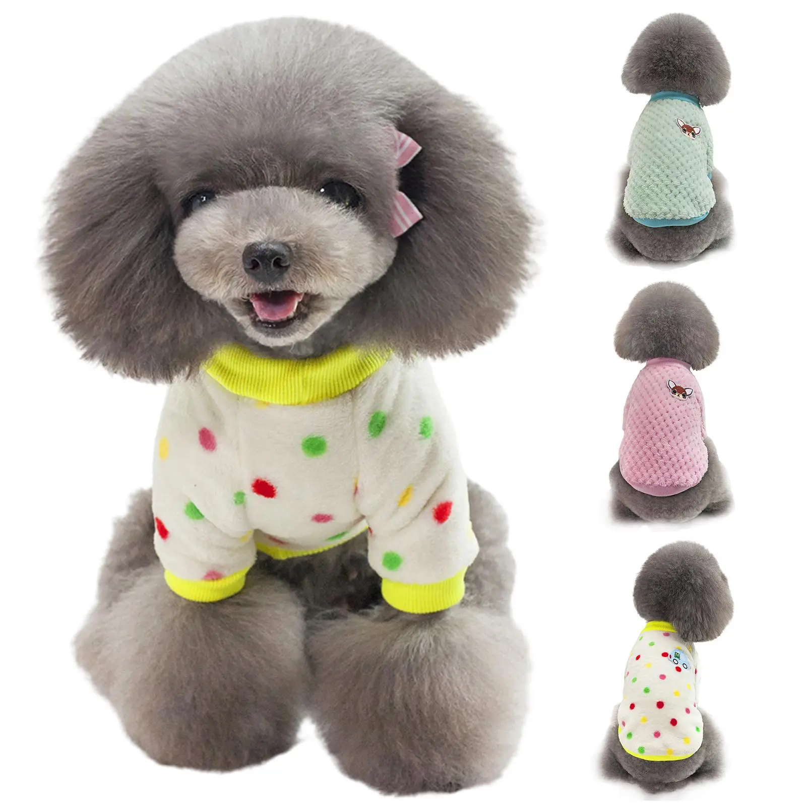 

Dog Pajamas Four Feet Jumpsuit Dogs Sleepwear Autumn Winter Pet Fleece Pajamas Pullover Dot Printed Sleepwear Dog Cat Clothes