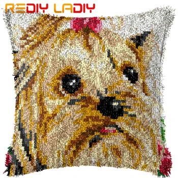 

Latch Hook Kits Make Your Own Cushion Animals Dog Pre-Printed Canvas Crochet Pillow Case Latch Hook Cushion Front Hobby & Crafts