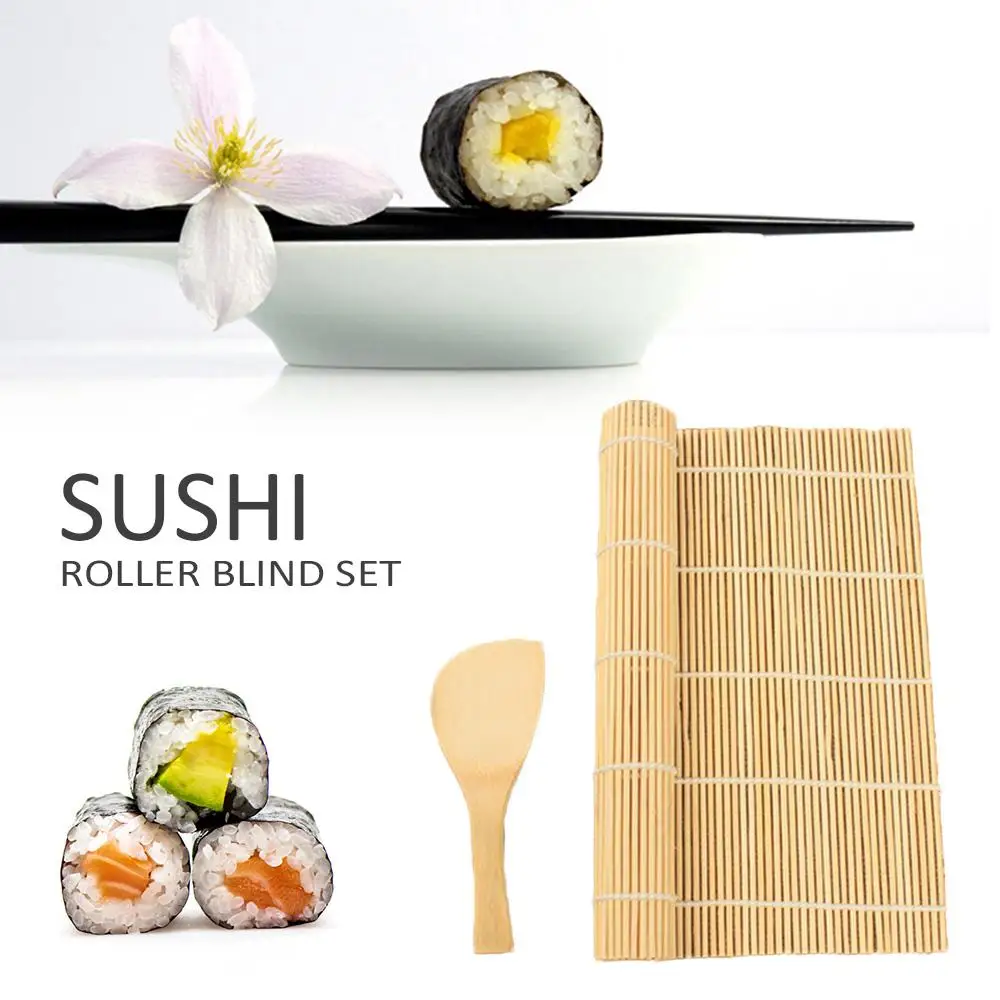 

New Bamboo Roller Blind 24*24 Sushi Curtain Set Bento Accessories Kitchen Tools Sushi Mat Kitchen Food Accessories Tools