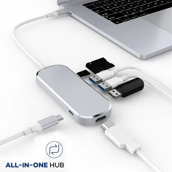

USB HUB USB C Hub 7-in-1 Adapter With Power Delivery 4K HDMI 3 USB 3.0 TF SD For Laptops USB Splitter Computer Accessories