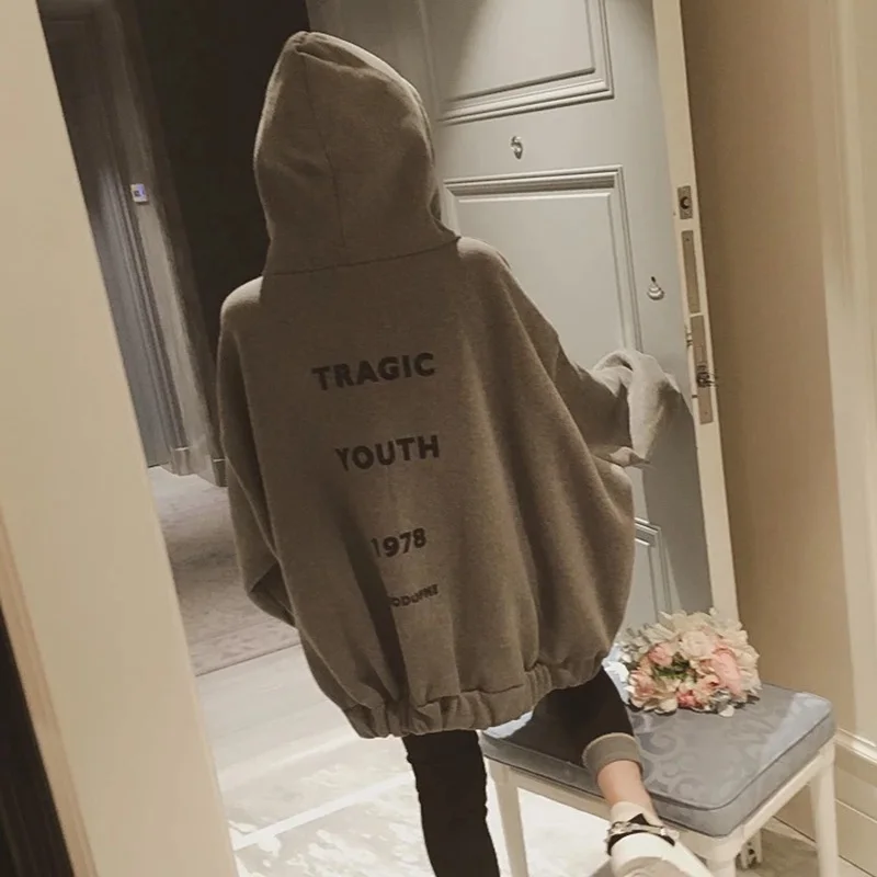 Осенняя и зимняя женская толстовка большого размера 5XL 6XL 7XL 8XL9XL обхват груди 158 см модная свободная толстовка с капюшоном на молнии с принтом