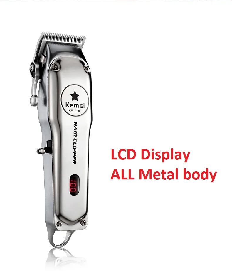  Kemei-1996 All-metal Professional Hair Clipper Electric Cordless Hair Trimmer for Men Hair Cutter H