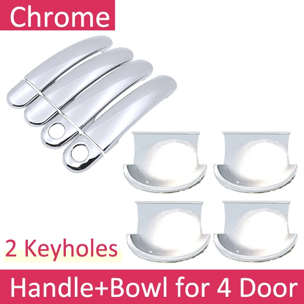 HandleBowl 2 Keyhole Для Skoda Fabia I 6Y MK1 1999~ 2006 хромированные дверные ручки, автомобильные аксессуары, наклейки, набор отделки 2000 2001 2002 2003 2004 2005 - Название цвета: HandleBowl 2 Keyhole