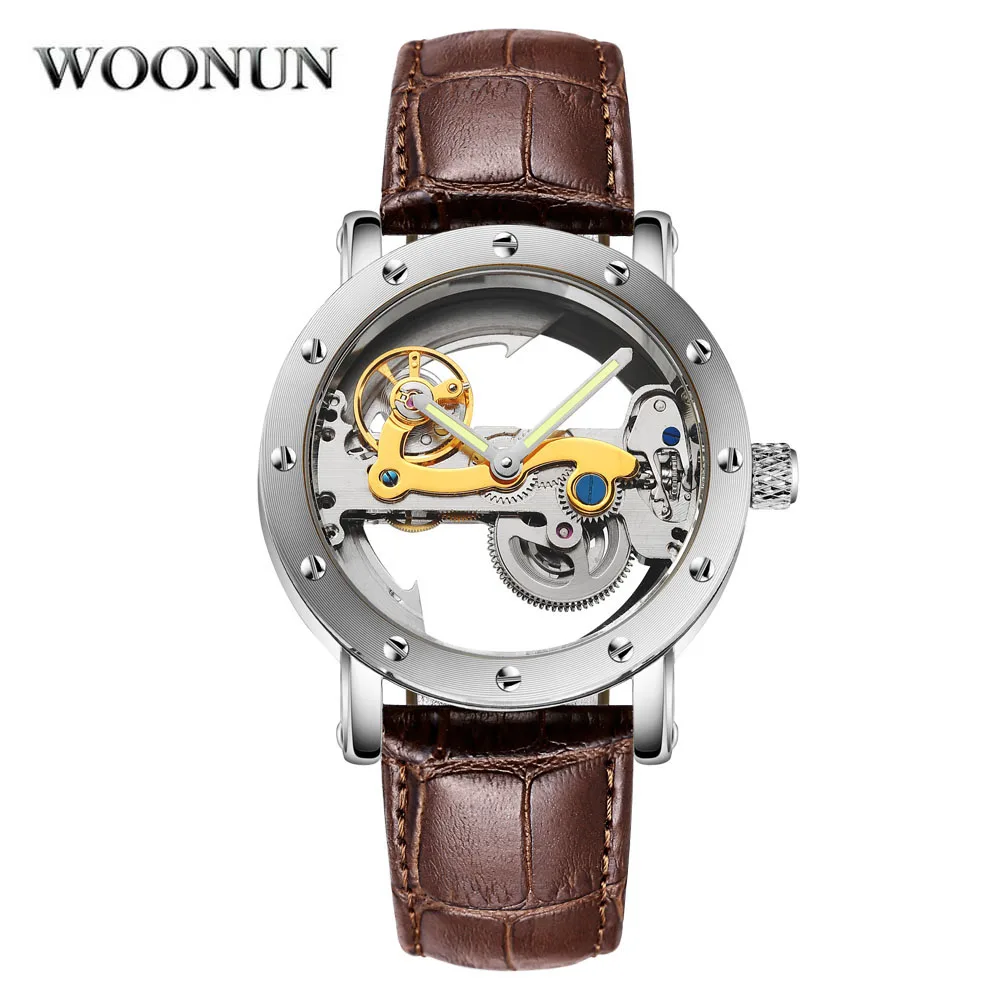 Мужские часы Tourbillon Модные прозрачные часы Мужские автоматические механические часы мужские часы со скелетом Relogio Masculino