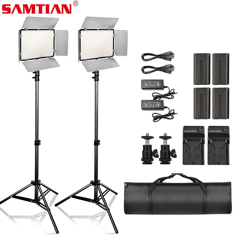 SAMTIAN Video Light TL 600S 2Sets LED Photo Studio Kit Dimmable 600pcs Panel Lamp With Tripod For photographic|Фотографическое