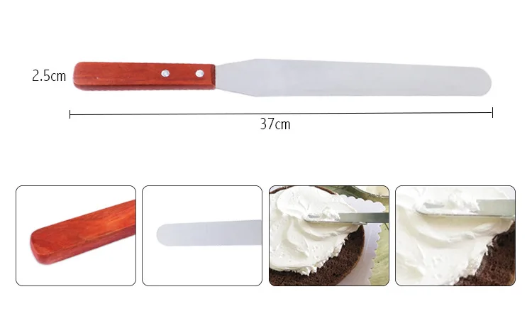 Baking Tool 10-Inch Wooden Handle Scraper pie knife Smooth Knife Cake Mould Flat Knife Cake Tools