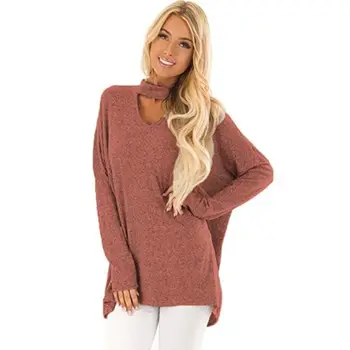 

Women Autumn Sweater Halter Fashion Solid Color Pullovers Tops Loose Sexy Wild Long Sleeve Kintted Sweaters 3XL