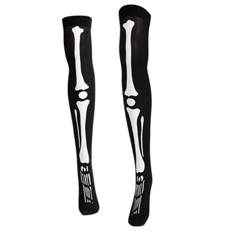 

Novelty Long Black White Full Finger Hollowen Ghost Gloves Cosplay Performance Props Clothing Skeleton Bone Skull Gloves