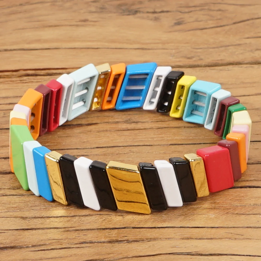 Shinus, богемский Радужный Браслет для женщин, Pulsera Mujer Moda,, эмалированная плитка, браслеты, аксессуары, красочные ювелирные изделия, нарукавная повязка, новинка