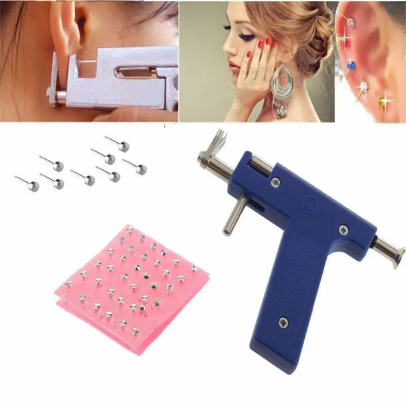 

Professional Steel Ear Nose Navel Body Piercing G un 72pcs Studs Tool Kit Set
