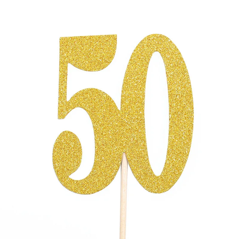50 birthday 6 шт Золотая блестящая бумага торт для капкейка-10 20 30 40 50 60 70, 80, 90, 100 лет День рождения украшения 30th 50th для взрослых - Цвет: 50 birthday