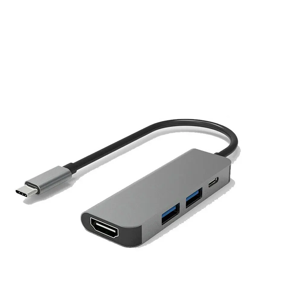 4 в 1 type C концентратор к HDMI 4K 2USB 3,0 и PD зарядный порт USB C многопортовый адаптер