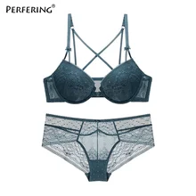 Perfering, новинка, топ, сексуальное нижнее белье, пуш-ап, перед закрытием, бюстгальтеры для женщин, модный бюстгальтер, кружевной бюстгальтер и трусики, наборы нижнего белья, зеленый цвет