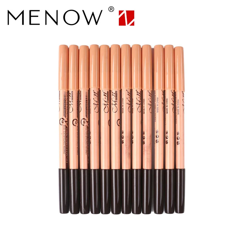 Hot Menow P09015 12pcs/set Cosmetic 2 in 1 pencil makeup Concealer+Eyebrow Pencil Two-head Pencils Long lasting easy to apply