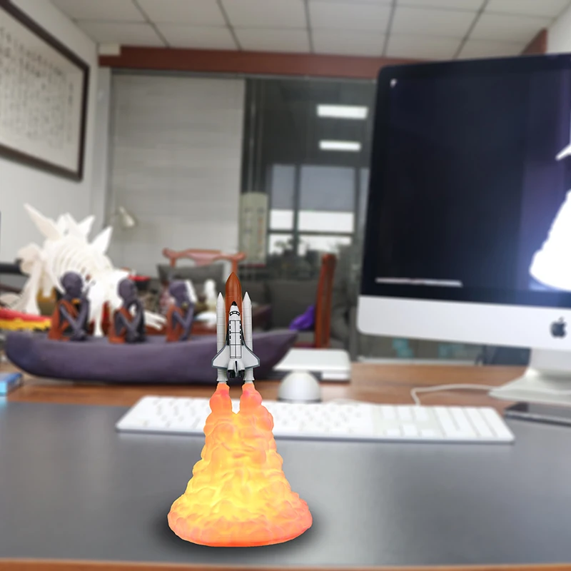Дропшиппинг 3D печать космический челнок лампа USB перезаряжаемая космическая ракета струя украшения огни Луна игрушка-ночник для детей