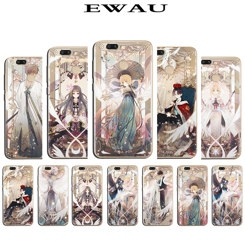 

EWAU Anime angel Smart Cover Black Hard Phone Cover Case for Xiaomi Mi 5 6 Mi A1 A2 8 9 SE Mix 2S Max3