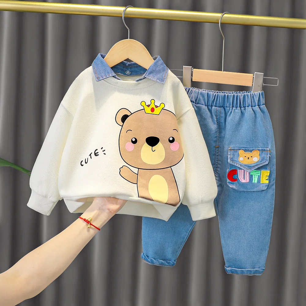 2-7 years 2022 New Casual Fashion Cartoon Active Coat+T-shirt+ Pants Spring  Boy Clothing Set Kids Children Toddler Boy Clothing