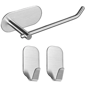

Adhesive Toliet-Paper Holder Stainless-Steel Brushed Strong Self Adhesive Tissue Roll Paper Holder for Bathroom Kitchen