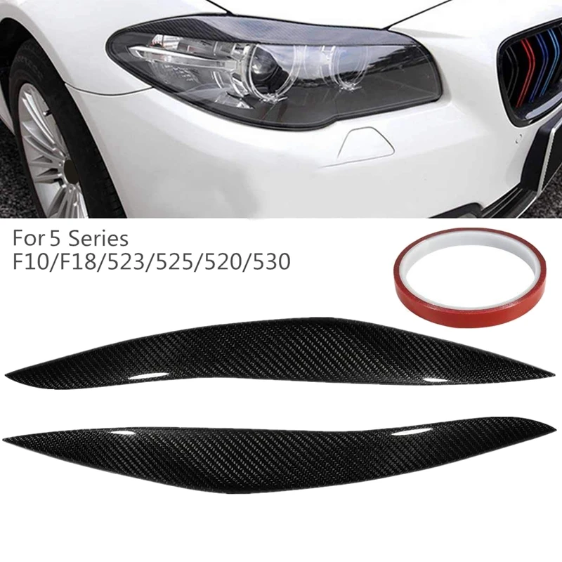 Углеродного волокна фары для бровей Веки накладка наклейка на BMW 5 серии F10 F18 520 523