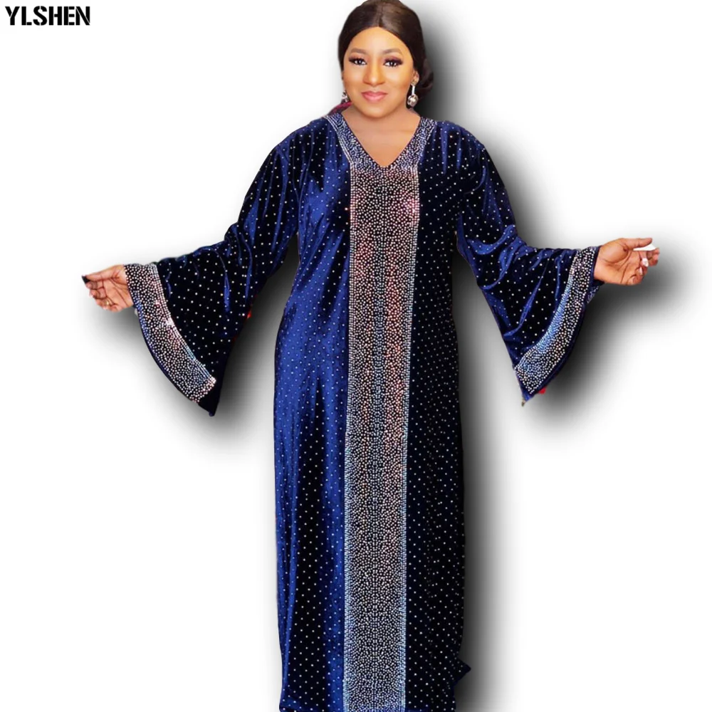 Plus Size African Dresses for Women Bazin Boubou Robe Africaine Femme Clothes Dashiki Long Abayas Muslim Dress Africa Clothing 08