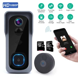 Sonnette vidéo pour maison connectée 1080P, étanche, Vision nocturne IR, interphone vidéo d'appartement, caméra Wifi avec caméra 