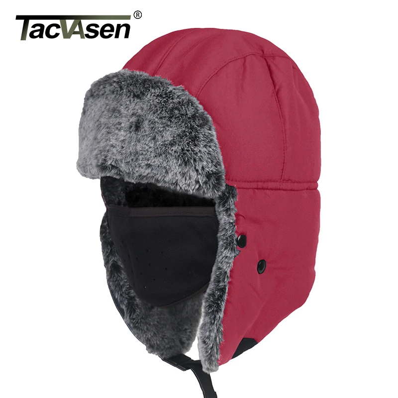 TACVASEN Trooper Trapper шапка зимняя ветрозащитная Лыжная шапка с ушками и маска теплые охотничьи головные уборы для мужчин и женщин бомберы меховые шапки головные уборы
