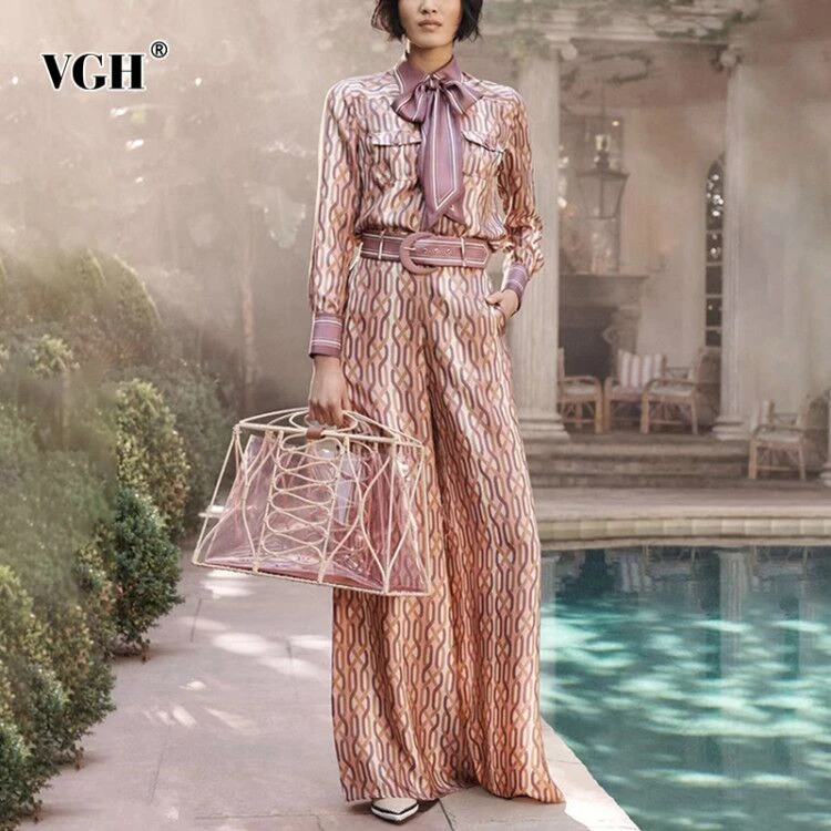 VGH винтажный комплект из двух предметов с принтом женский воротник лацканами