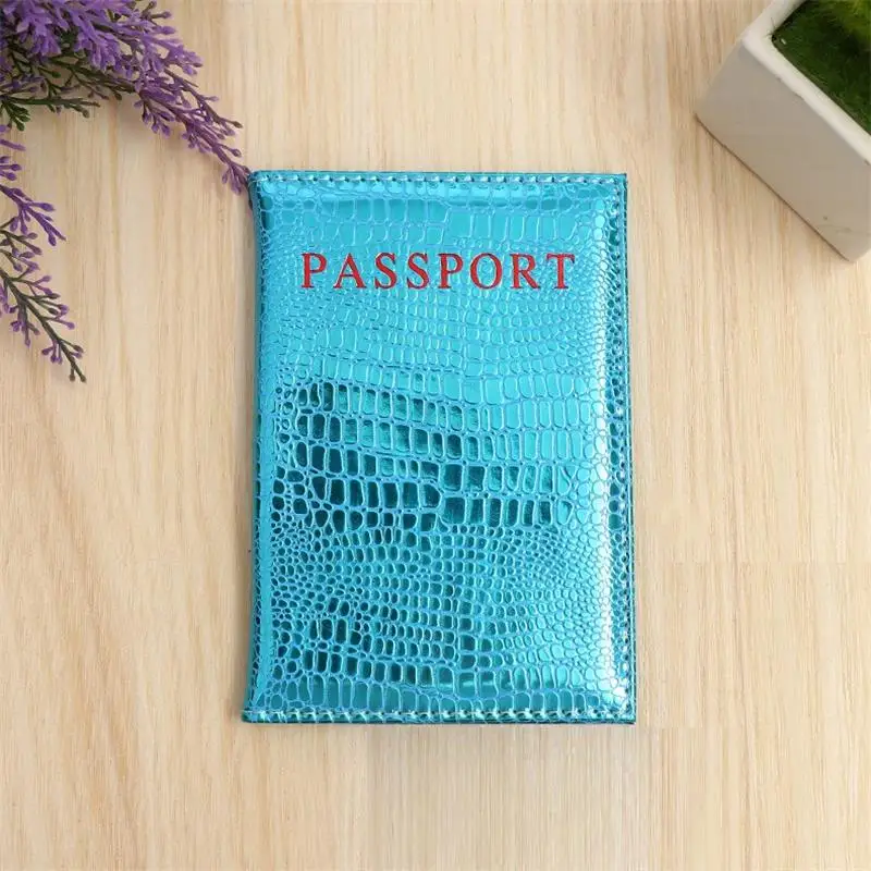 Блестящий Аллигатор узор Дорожный Чехол Держатель для паспорта для женщин кожаная обложка для паспорта с кредитным держатель для карт Прямая поставка - Цвет: Light Blue