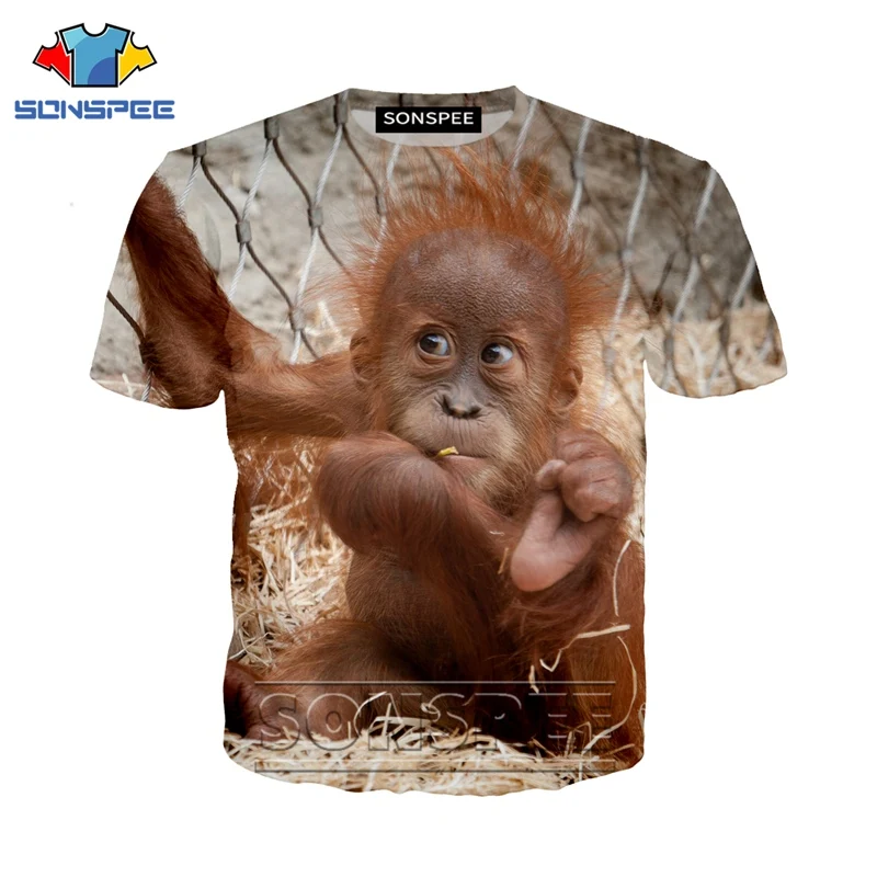 Аниме 3d печать игра футболка животное орангутанг уличная Обезьяна для мужчин и женщин модная футболка Harajuku Детские рубашки homme футболка A204