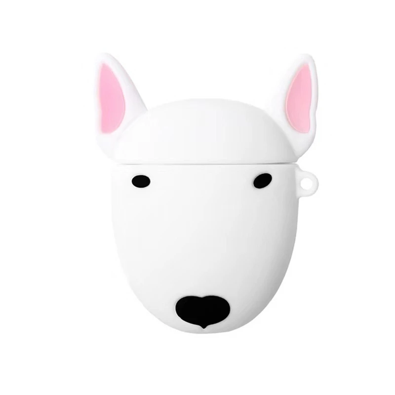Милый чехол для наушников с изображением собаки Бультерьера для Airpods, беспроводная гарнитура с милым щенком, Силиконовая Защитная крышка для наушников