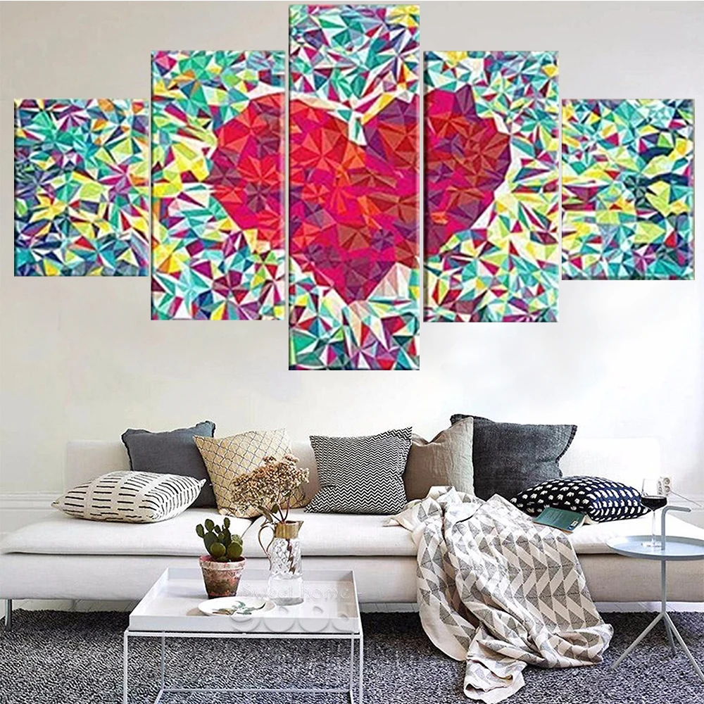 PROD 1005003136379069 5 Pieces Wall Art Canvas Painting Fragmented
Heart Abstract Poster Modern Living Room Framework Pictures Home
Decoration