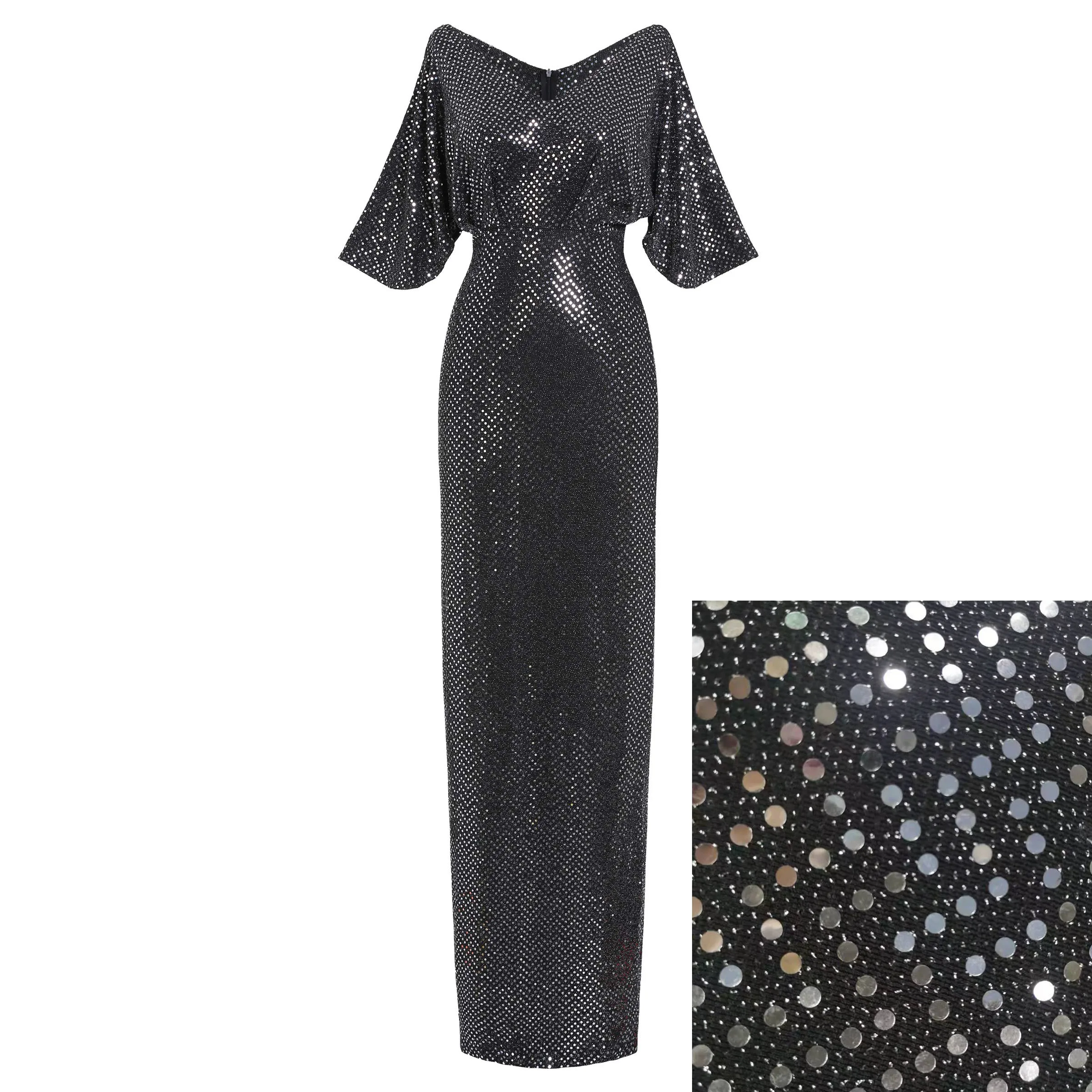 Grey-Round Sequins Летние сексуальные Клубные роскошные серые вечерние женские длинные платья-карандаш туника с высокой талией и открытой спиной женское блестящее Вечернее Платье макси с блестками - Цвет: Grey-Round Sequins