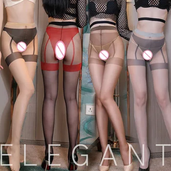 

Sexy Women Tights Erotic Lingerie 10D Sexy Open Crotch Pantyhose Fake Garter Detail Nylon Stockings Collant Femme Nightclub