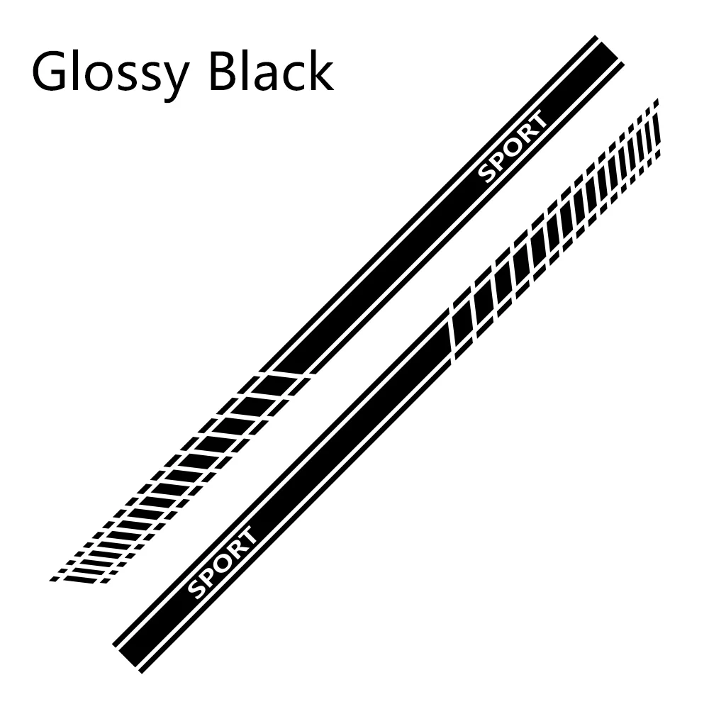 Glossy Black Спортивный автомобиль боковой двери юбка в полоску наклейки на авто аксессуары для Volkswagen VW Golf 7, 5, 4, 3, 6, версия 1, 2, MK7 MK5 MK2 MK6 MK4 MK1 MK3 GTI - Название цвета: Glossy Black