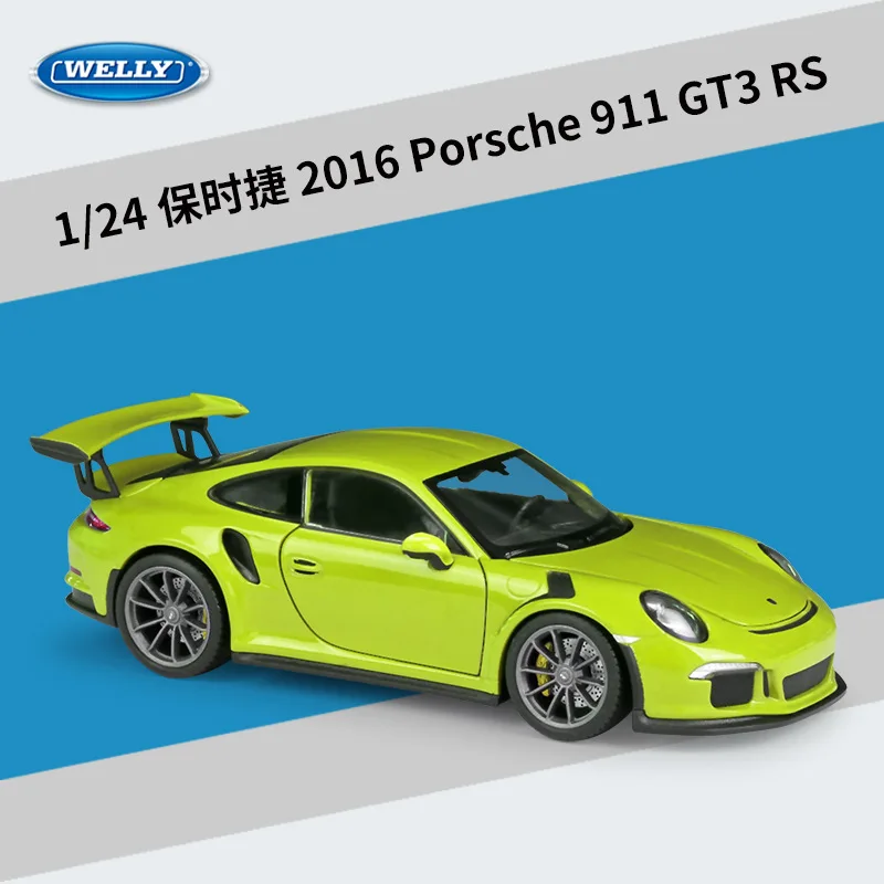Welly литья под давлением 1:24 модель симулятора автомобиля сплав Porsche 911(997) GT3 RS спортивный автомобиль металлическая игрушка гоночный автомобиль для детей Коллекция подарков - Цвет: Green