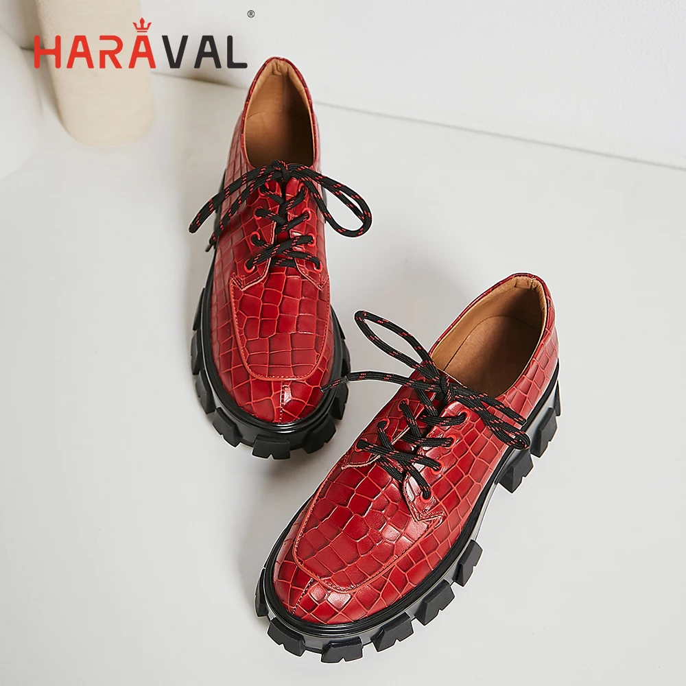 

HARAVAL spring novelty high heels solid color simple Oxford shoes striped lattice Europe low shoes branded shoes for ladiesN110