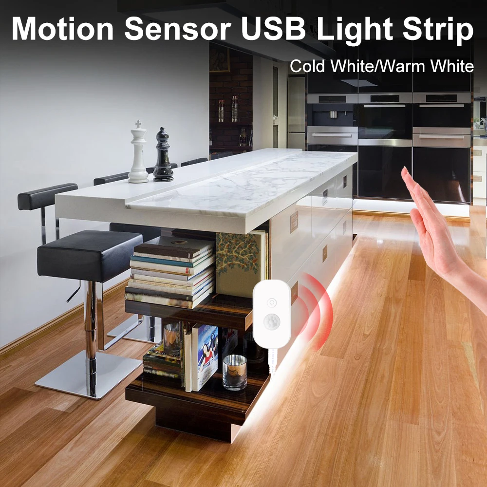 

1M 2M 3M 4M 5M Motion Sensor Guarda Roupa Night Lamp Bedroom Wireless Sensor PIR Cabinet light USB Powered Waterproof Lamp Strip