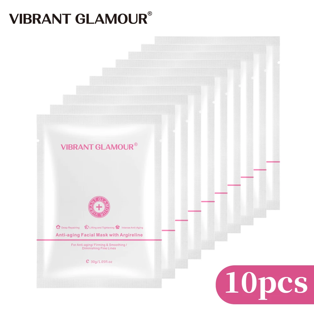 10pcs Яркая Гламурная аргирелиновая омолаживающая маска для лица Уменьшает мелкие морщинки отбеливание, увлажнение, укрепление ухода за кожей - Цвет: 10pcs