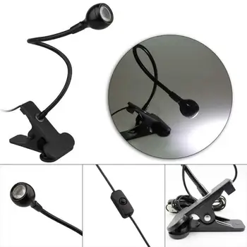 

1 pcs Clip desk lamp with USB adjustable cool white desk lamp flexible reading spotlight free rotation lighting black
