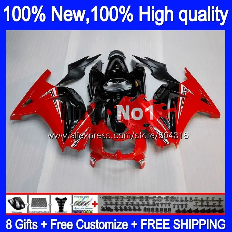 Комплект для KAWASAKI EX250 ZX250 R EX250R 10MC. 9 красные, черные ZX EX 250 250R ZX250R 2008 2009 2010 2011 2012 08 09 10 11 12 обтекатель - Цвет: No. 1