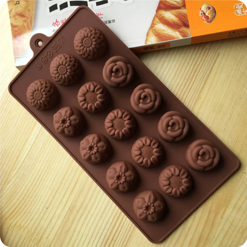 Подсолнечник розы цветы силиконовая искусственная форма для украшения тортов