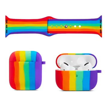 

rainbow luxury airpods case for Airpods1 2 3nd soft Silicone Charging Box airpod 2 Cases air pods case smart Watch band strap