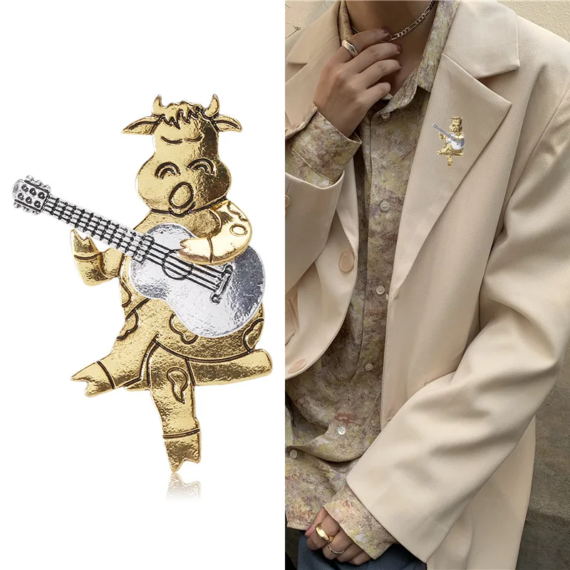 Earofcorn Retro Art Playing Guitar Calf Style Brooches Pendant Alloy Fashion Clothing Accessories Pins | Украшения и аксессуары