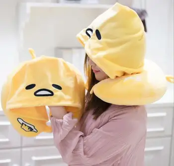 

Cute Plush Toy Gudetama With Hat Stereo U Shaped Pillow Soft Stuffed Travel Neck Pillow Birthday Christmas Gift #5289