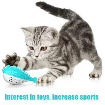 

Spot Fish Shape Cat Toothbrush Refillable Catnip Simulation Fish Teeth Clean Pet Chew Toy QP2