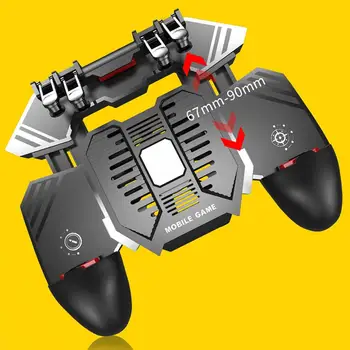 

AK77 Game Controller Mobile Phone Radiator Six Fingers Linkage Game Button Physical Compression Quick Shooting Handle for PUBG