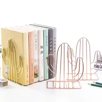 

Creative 1 Pair of Cactus Iron Book Holder Shelf Stand Metal Desktop Bookends Storage Rack Support Stand Desk Organizer