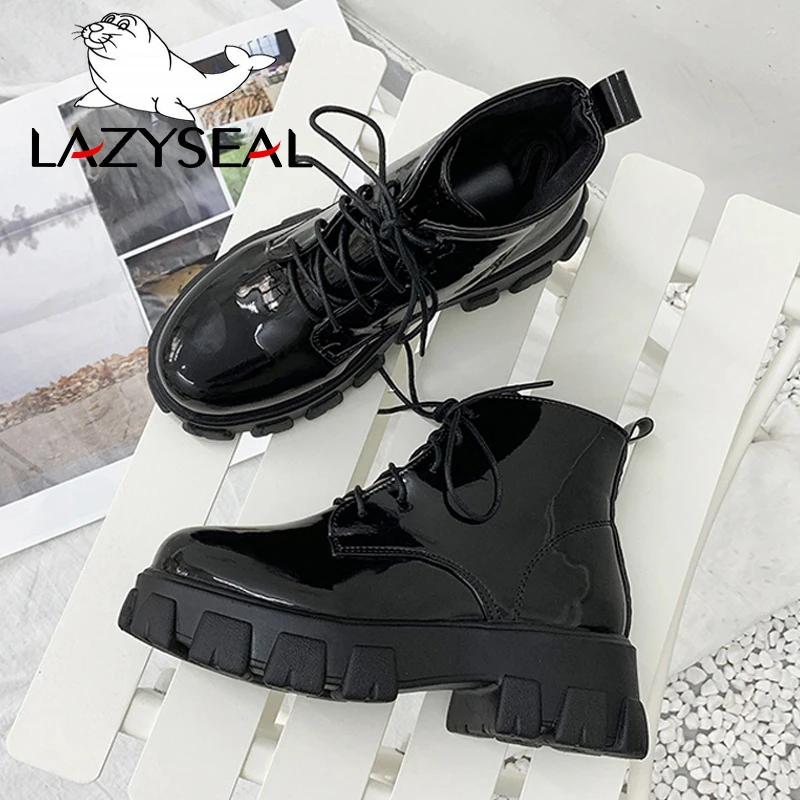 LazySea/зимние женские ботинки на платформе; коллекция года; водонепроницаемые ботинки на шнуровке с круглым носком; нескользящие короткие ботинки; Модные женские военные ботинки