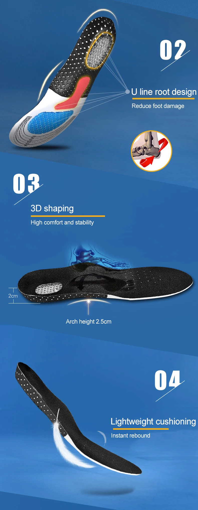 Sports Running Silicone Insoles Feet Mens and Womens Soles Orthopedic Cushion Massage Shock Absorption Color : Black, Shoe Size : EU 35-40 Sports Running Silicone Insoles Feet Mens and Womens Soles Orthopedic Cushion Massage Shock Absorption Color : Black, Shoe Size : EU 35-40